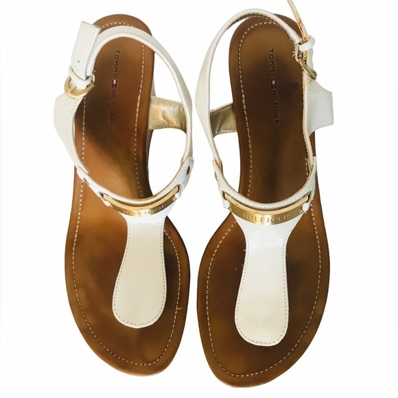 TOMMY Hilfiger White Thong Platform Wedge Sandal Size 9 - Picture 4 of 9